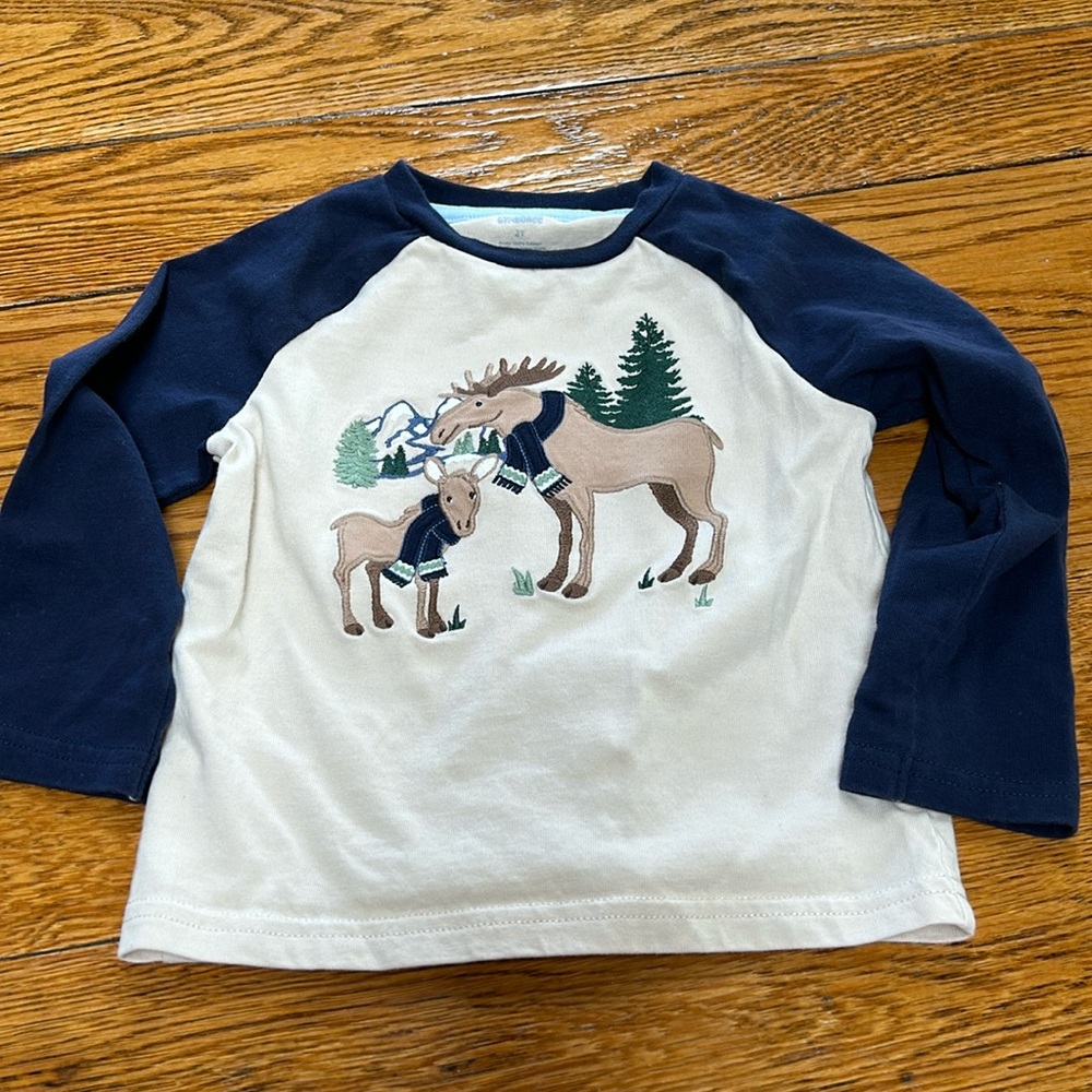 Gymboree moose appliqué long sleeve shirt.  Boys size 2T. Excellent condition.